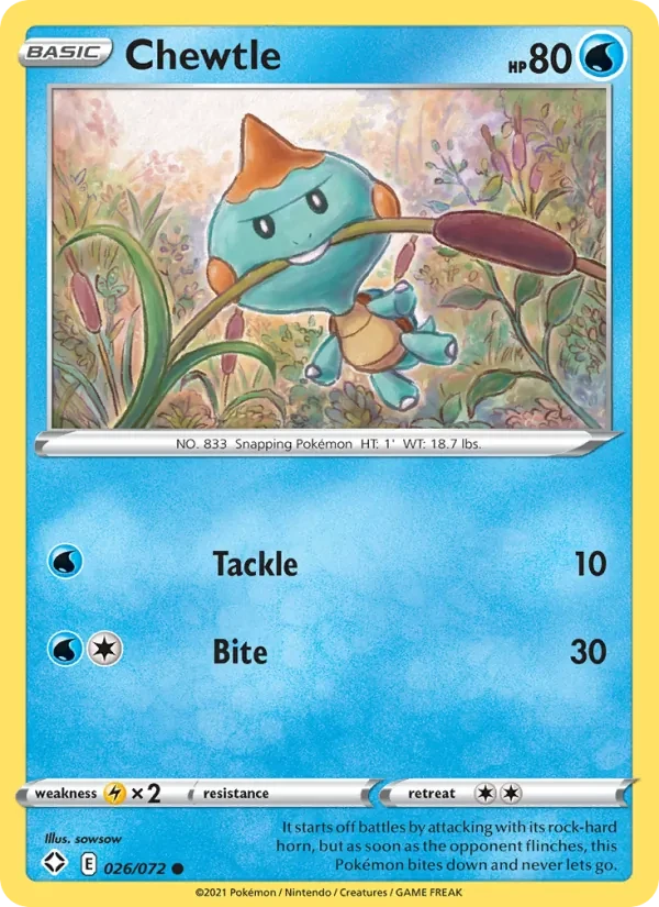 Chewtle 26/72 Shining Fates Pokémon card
