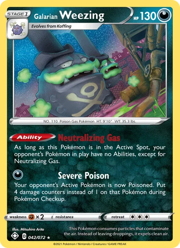 Galarian Weezing 42/72 Shining Fates Pokémon Karte
