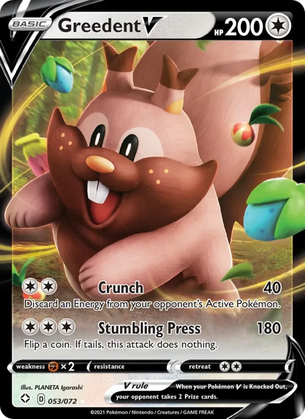 Greedent V 53/72 Shining Fates Pokémon card