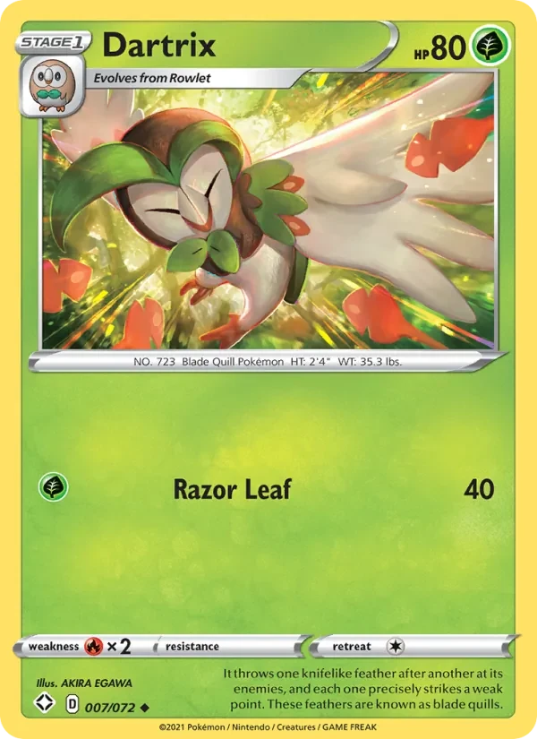 Dartrix 7/72 Shining Fates Pokémon card