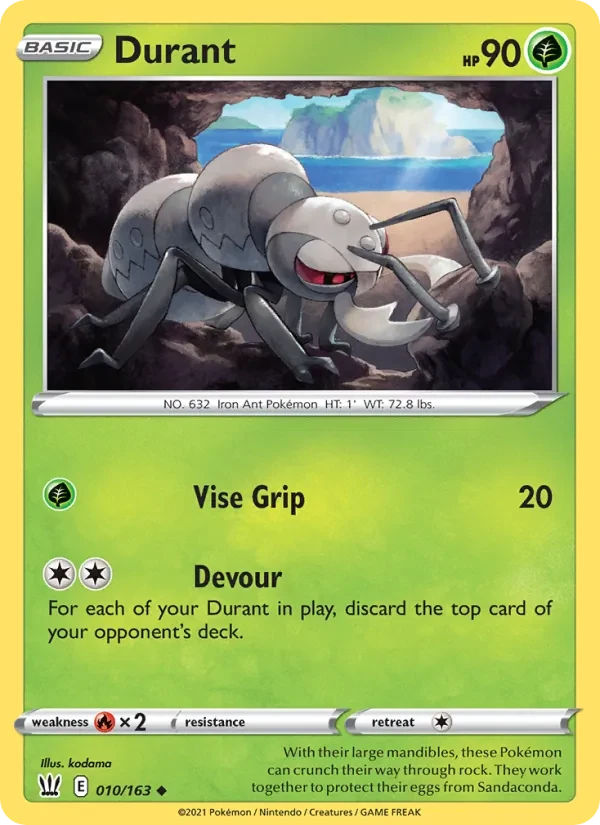 Durant 10/163 Battle Styles Pokémon card