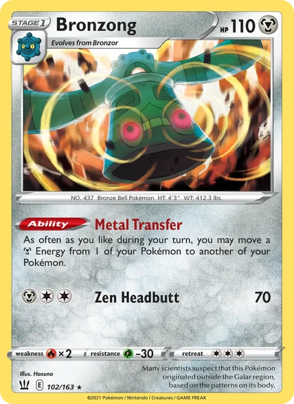 Bronzong 102/163 Battle Styles Pokémon card