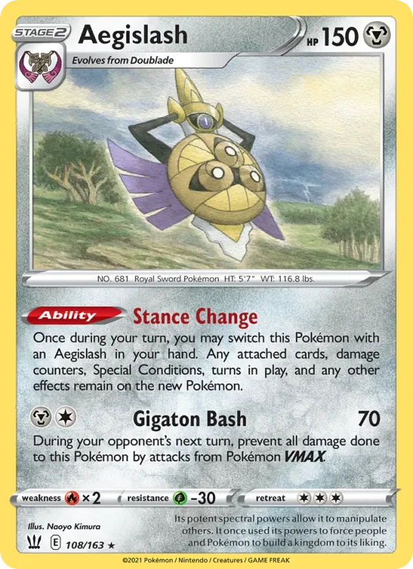 Aegislash 108/163 Battle Styles Pokémon card