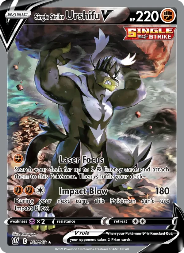 Single Strike Urshifu V 151/163 Battle Styles Pokémon card
