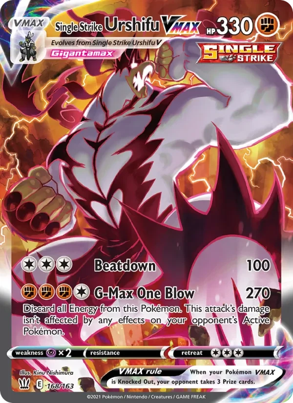Single Strike Urshifu VMAX 168/163 Battle Styles Pokémon card