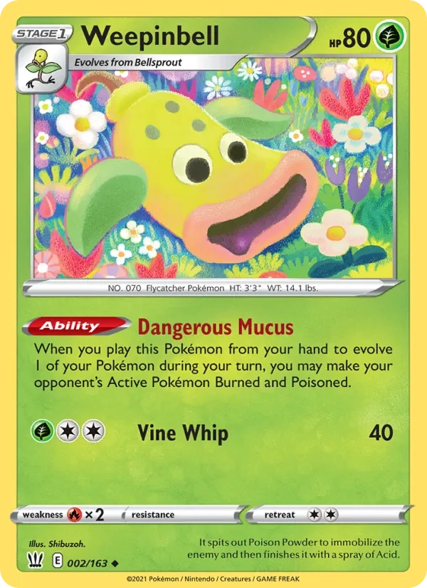 Weepinbell 2/163 Battle Styles Pokémon Karte