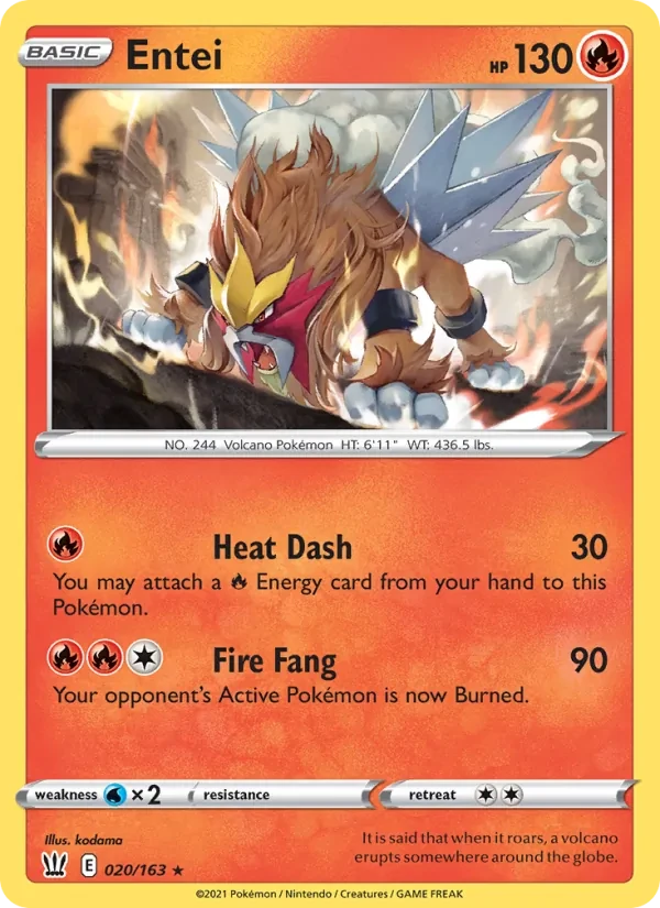 Entei 20/163 Battle Styles Pokémon card