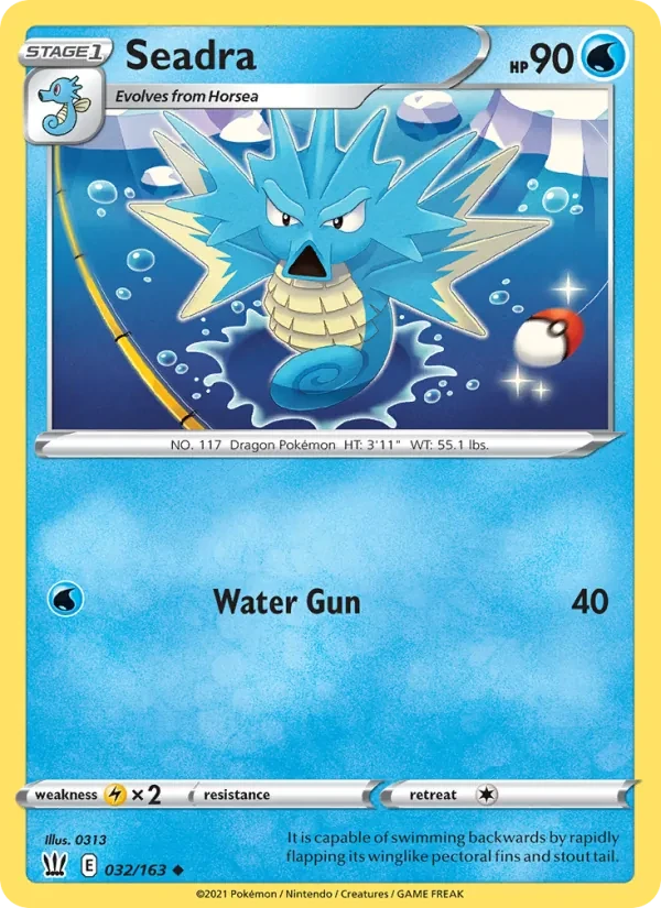 Seadra 32/163 Battle Styles Pokémon card