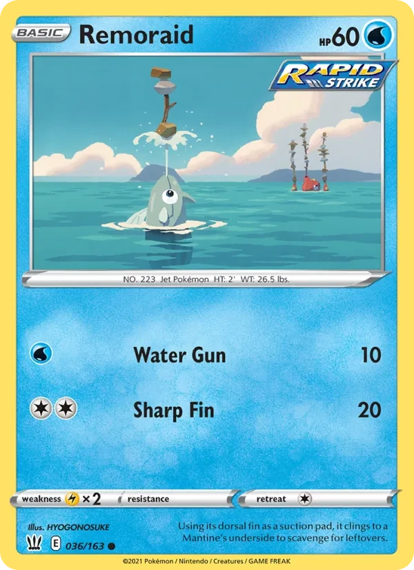Remoraid 36/163 Battle Styles Pokémon card