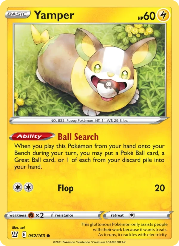 Yamper 52/163 Battle Styles Pokémon card