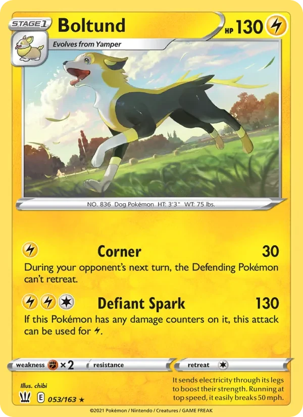 Boltund 53/163 Battle Styles Pokémon card