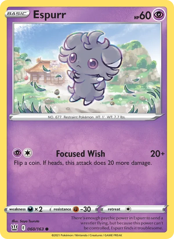 Espurr 60/163 Battle Styles Pokémon card