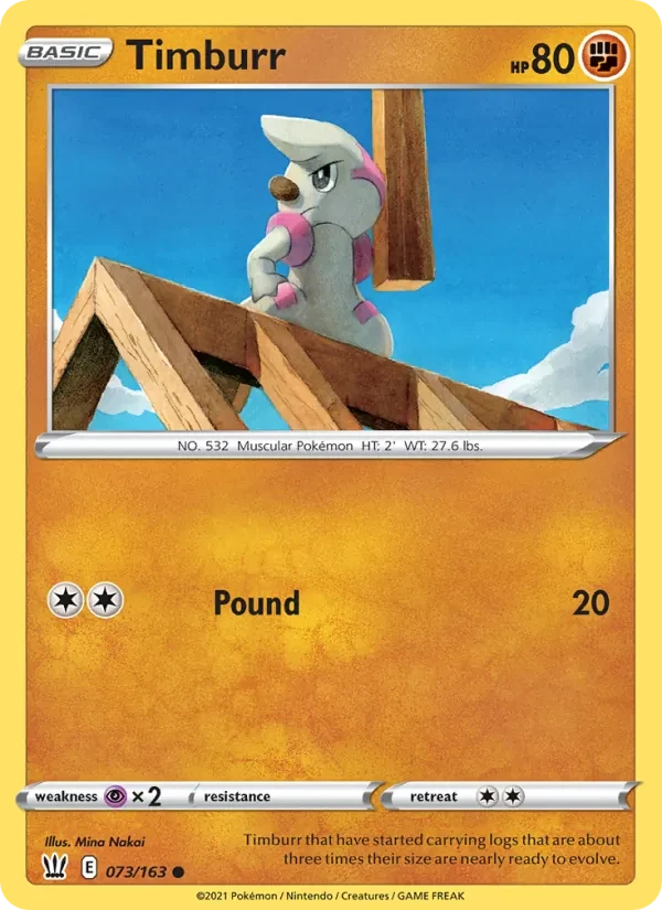 Timburr 73/163 Battle Styles Pokémon card