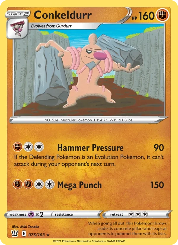 Conkeldurr 75/163 Battle Styles Pokémon Karte