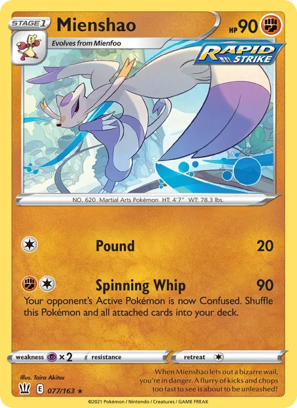 Mienshao 77/163 Battle Styles Pokémon card