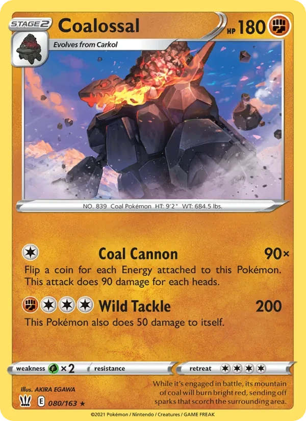 Coalossal 80/163 Battle Styles Pokémon card
