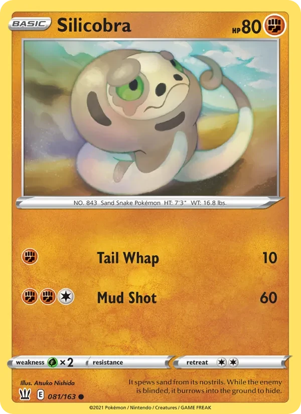 Silicobra 81/163 Battle Styles Pokémon card
