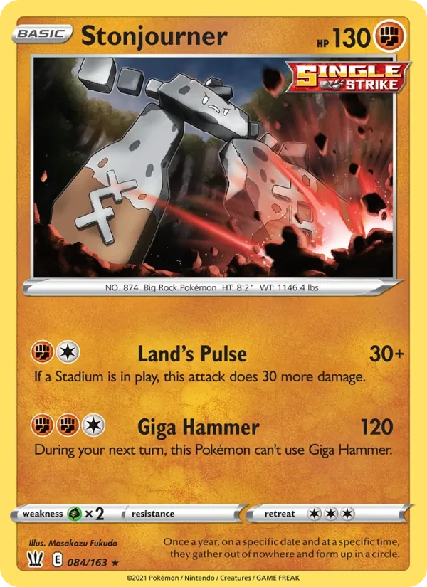 Stonjourner 84/163 Battle Styles Pokémon card