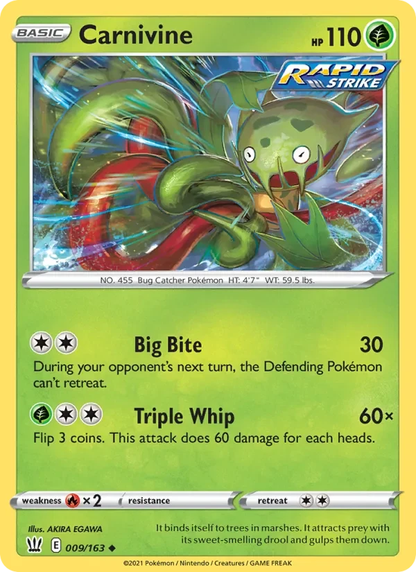 Carnivine 9/163 Battle Styles Pokémon card