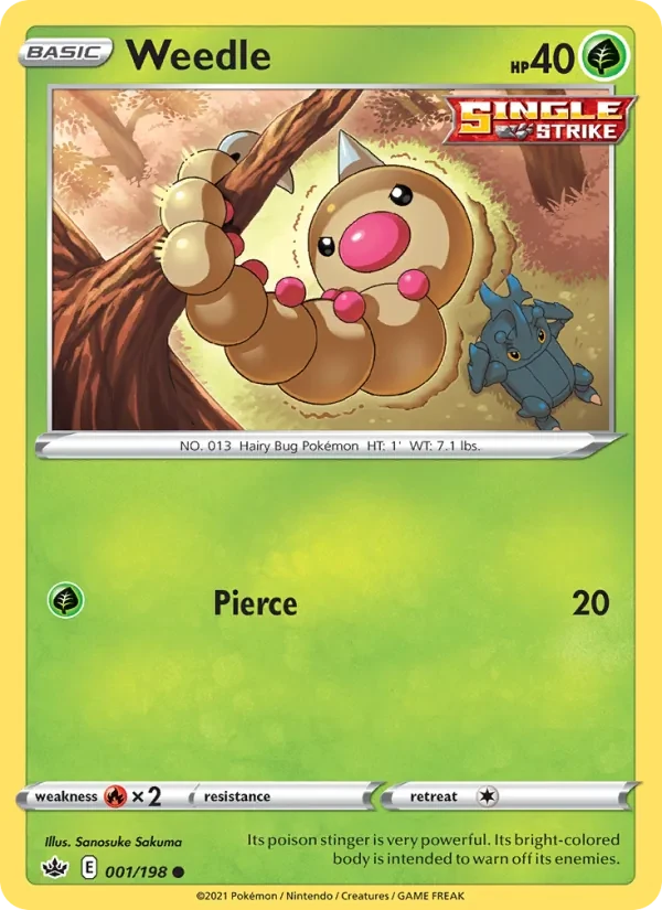 Weedle 1/198 Chilling Reign Pokémon card