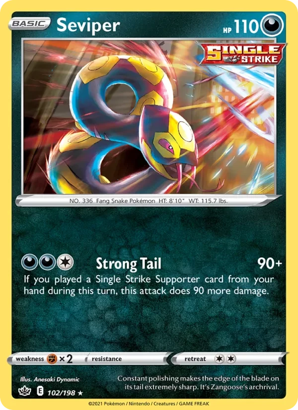 Seviper 102/198 Chilling Reign Pokémon card