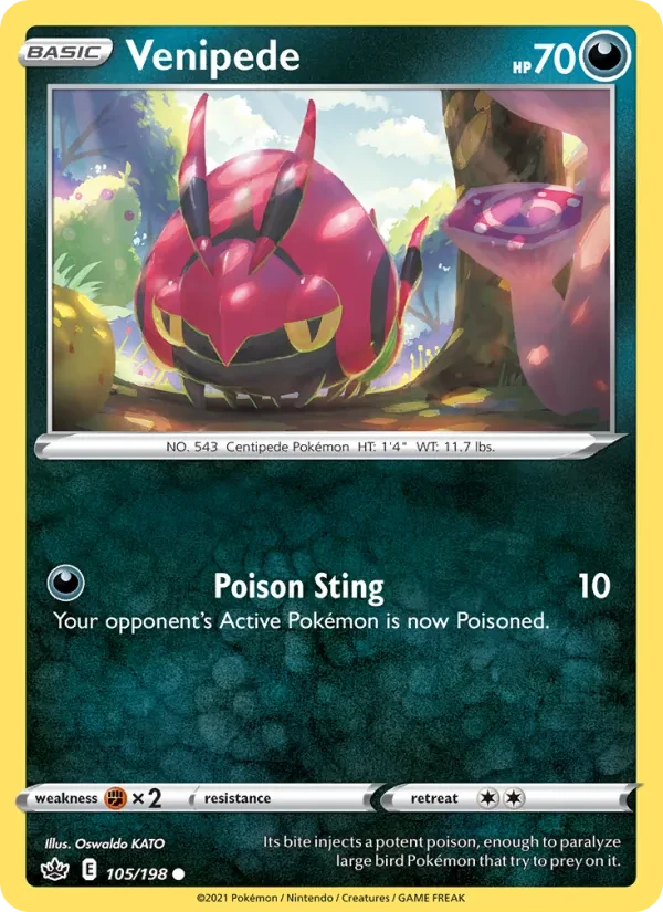 Venipede 105/198 Chilling Reign Pokémon card