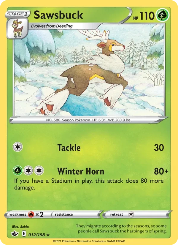 Sawsbuck 12/198 Chilling Reign Pokémon card