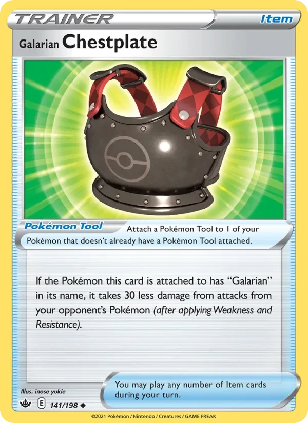 Galarian Chestplate 141/198 Chilling Reign Pokémon card