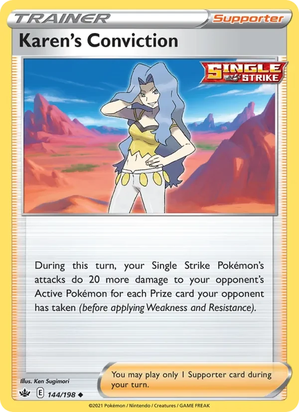 Karen's Conviction 144/198 Chilling Reign Pokémon card