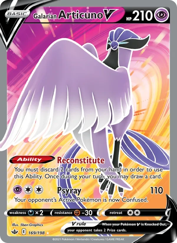 Galarian Articuno V 169/198 Chilling Reign Pokémon card