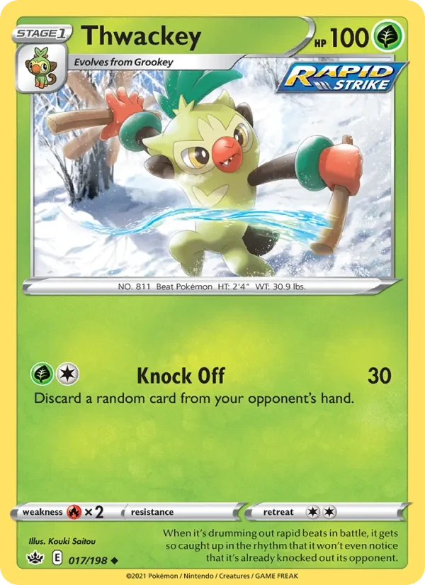 Thwackey 17/198 Chilling Reign Pokémon Karte