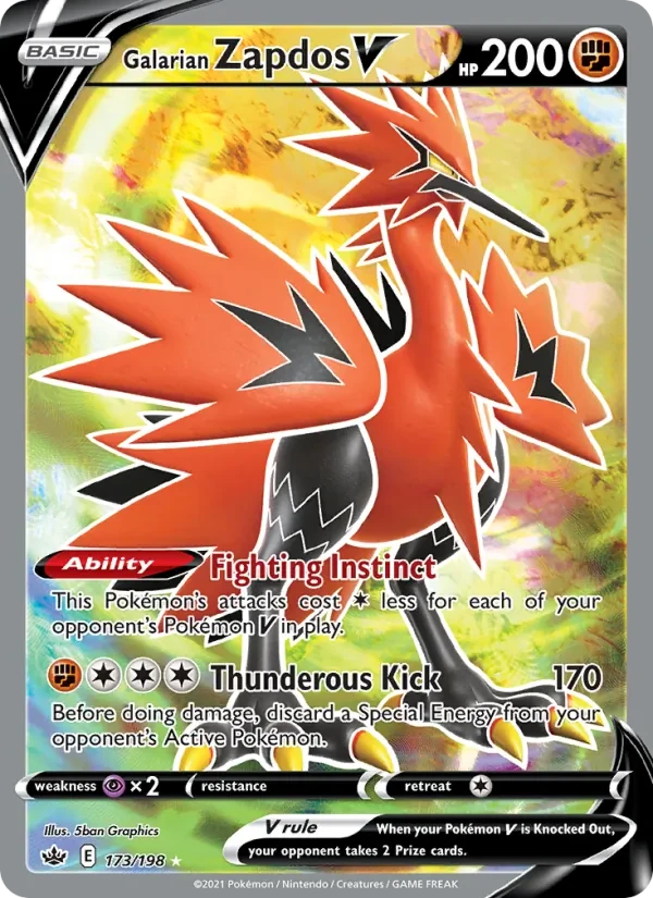 Galarian Zapdos V 173/198 Chilling Reign Pokémon card