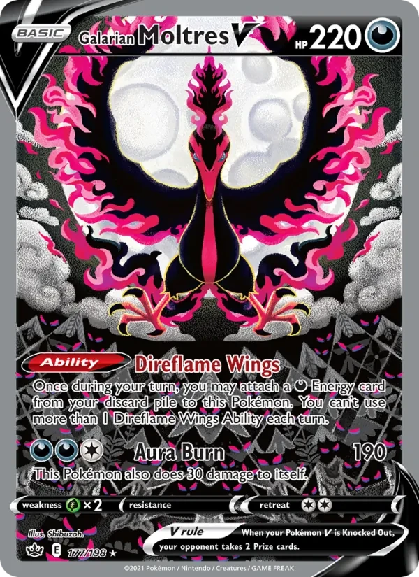 Galarian Moltres V 177/198 Chilling Reign Pokémon card