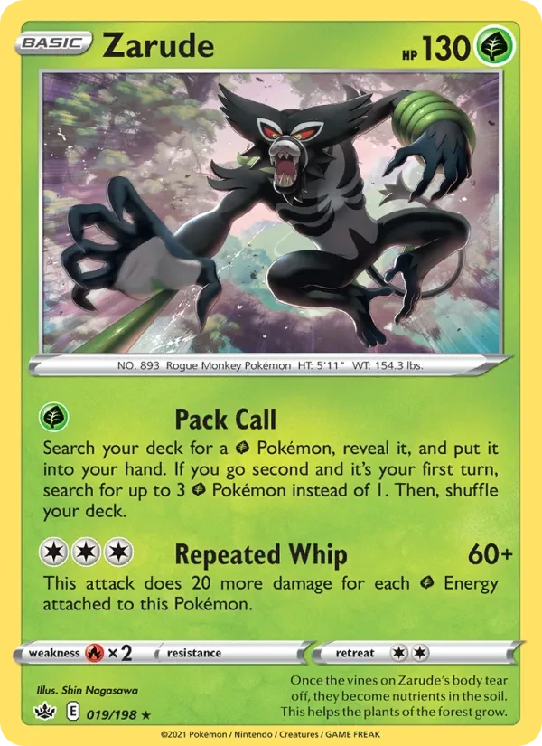 Zarude 19/198 Chilling Reign Pokémon card