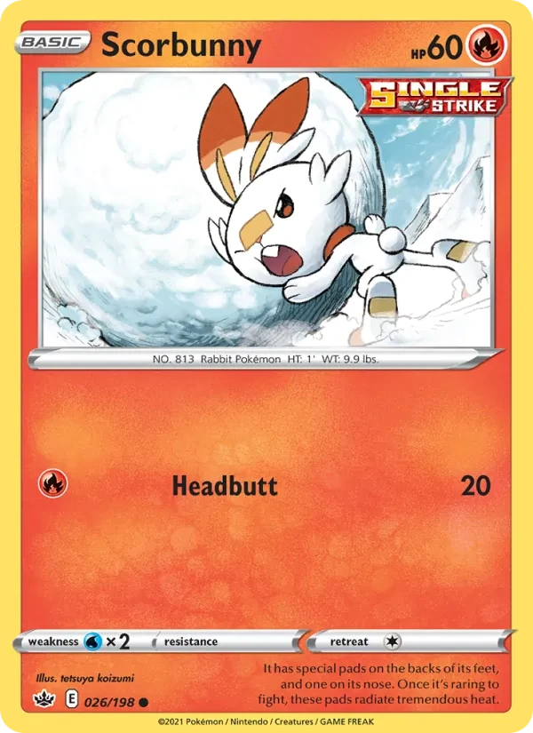 Scorbunny 26/198 Chilling Reign Pokémon card