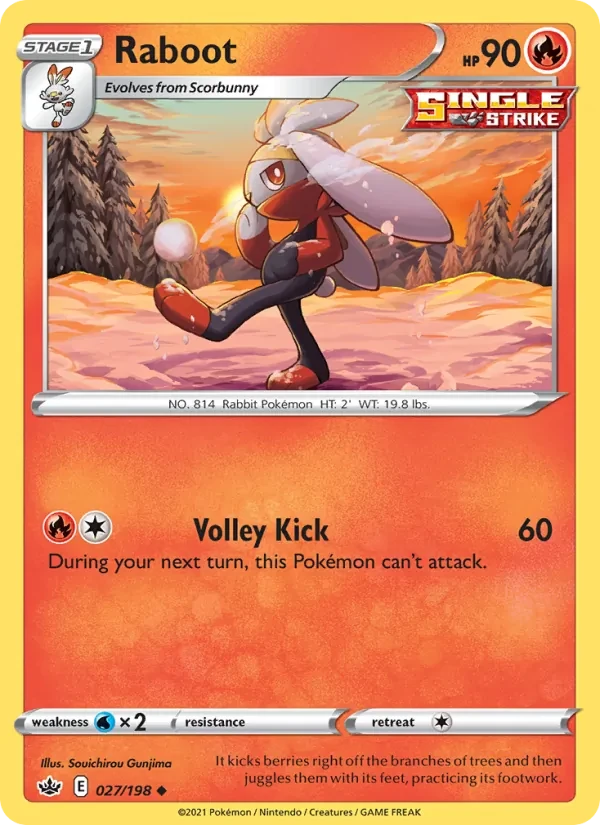 Raboot 27/198 Chilling Reign Pokémon card