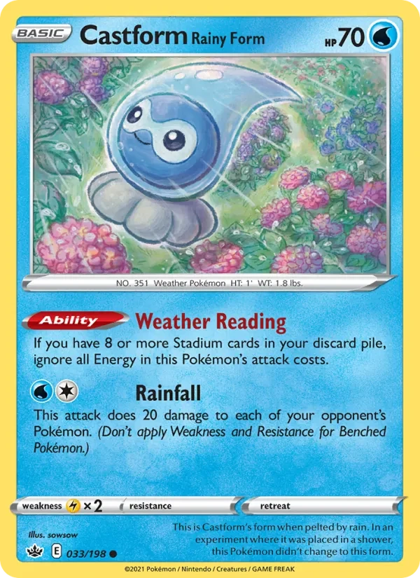 Castform Rainy Form 33/198 Chilling Reign Pokémon card