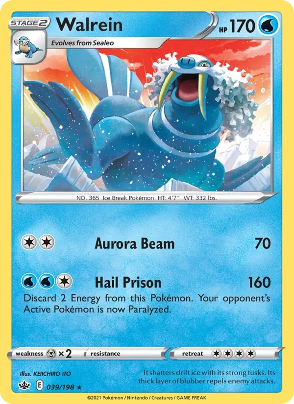 Walrein 39/198 Chilling Reign Pokémon card