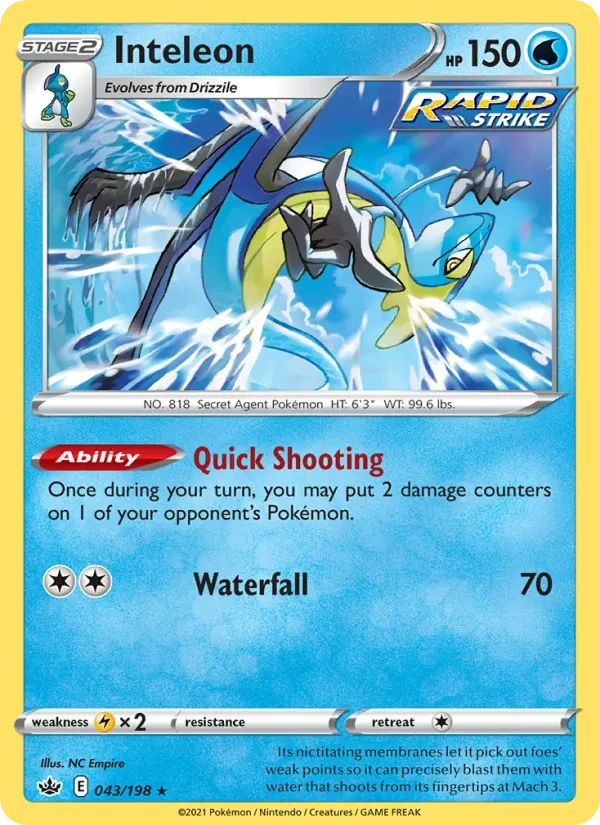 Inteleon 43/198 Chilling Reign Pokémon card