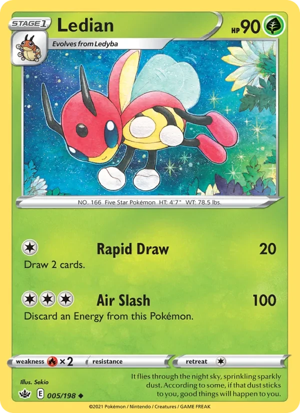 Ledian 5/198 Chilling Reign Pokémon card