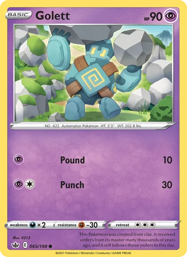 Golett 65/198 Chilling Reign Pokémon card