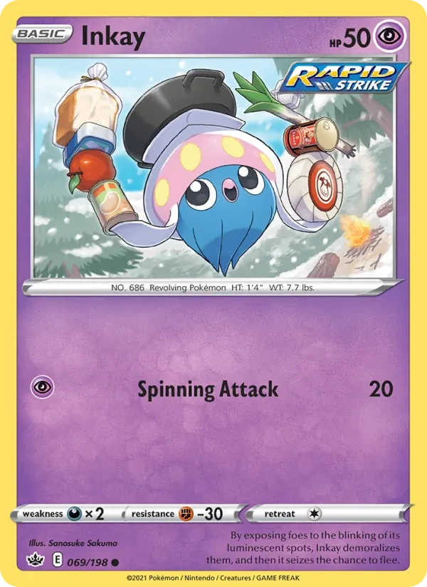 Inkay 69/198 Chilling Reign Pokémon card