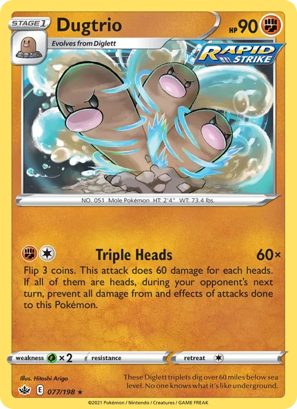 Dugtrio 77/198 Chilling Reign Pokémon card
