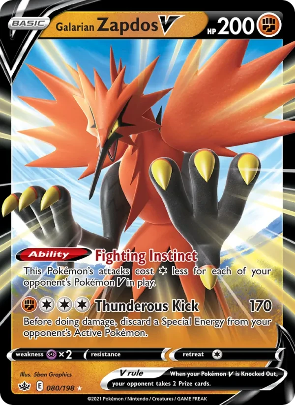 Galarian Zapdos V 80/198 Chilling Reign Pokémon card