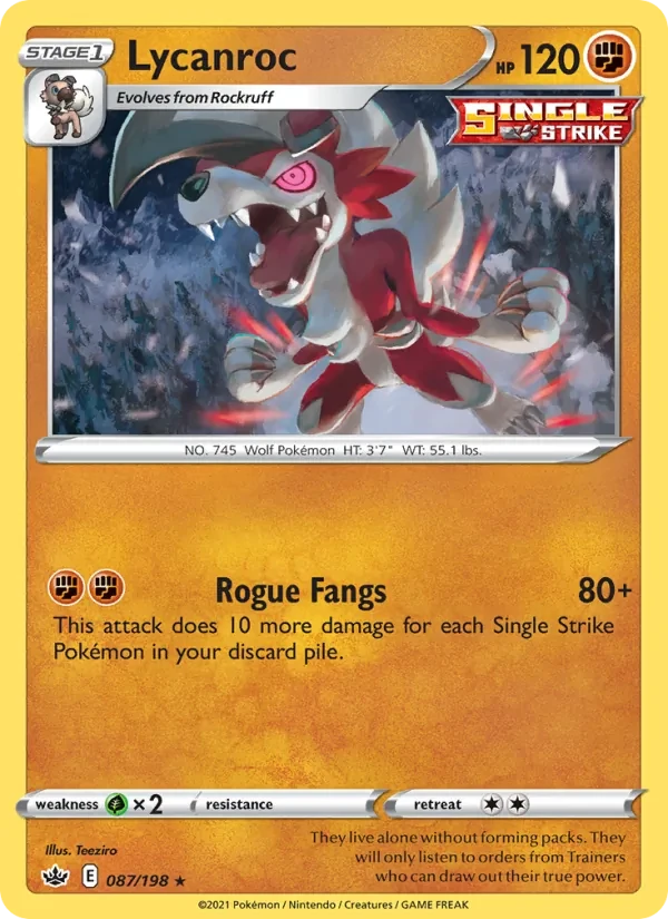 Lycanroc 87/198 Chilling Reign Pokémon card