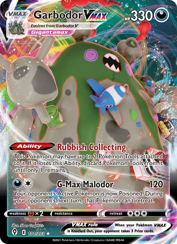Garbodor VMAX 101/203 Evolving Skies Pokémon card
