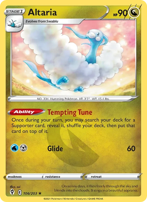 Altaria 106/203 Evolving Skies Pokémon card