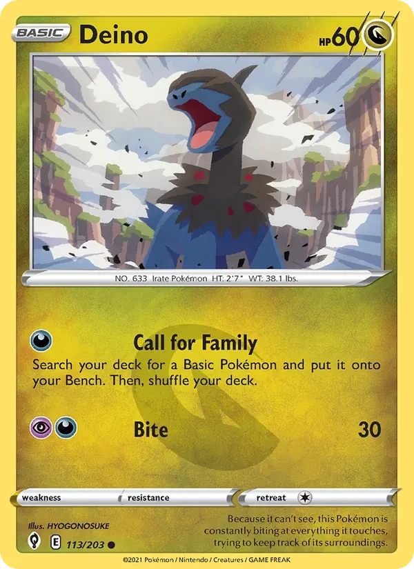 Deino 113/203 Evolving Skies Pokémon card
