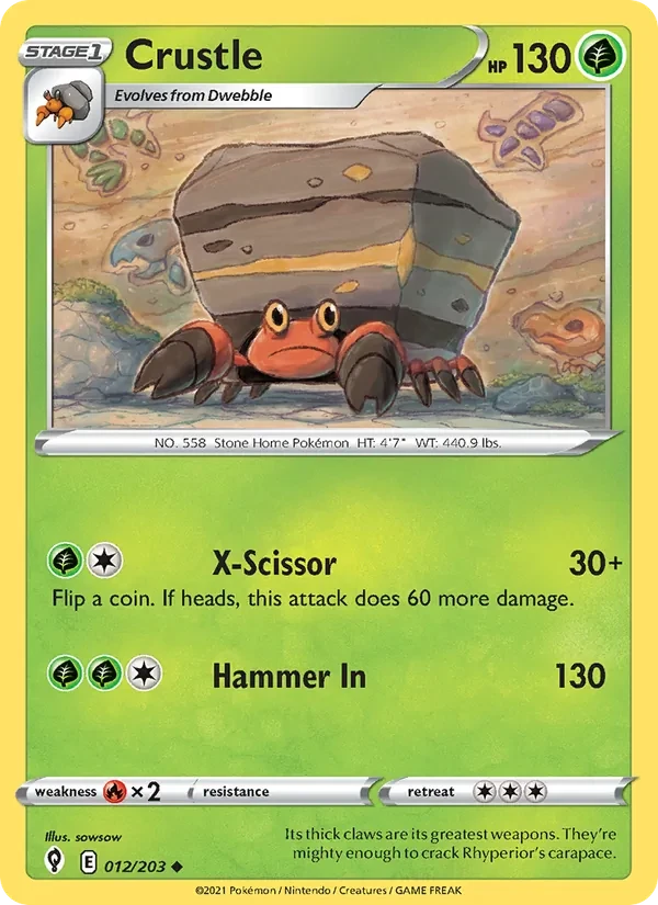 Crustle 12/203 Evolving Skies Pokémon card