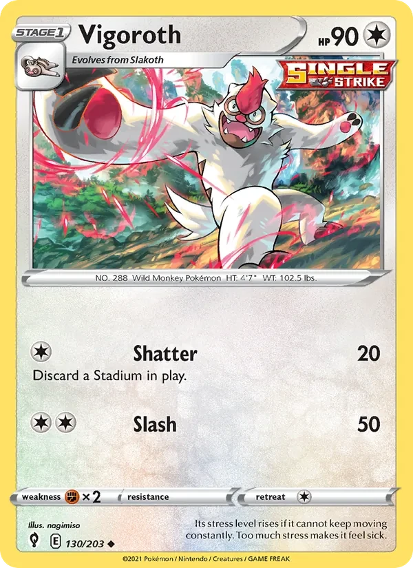 Vigoroth 130/203 Evolving Skies Pokémon card